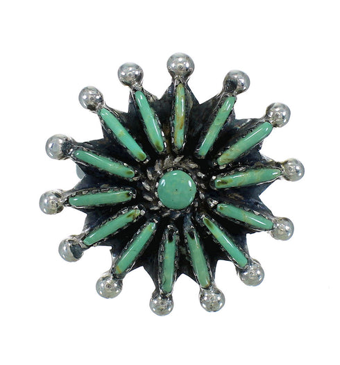 Sterling Silver Turquoise Needlepoint Jewelry Ring Size 6-1/2 FX90409